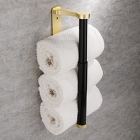 Kitchen Paper Holder Under Cabinet Screw Wall Mount Adhesive Paper Towel Holder Rectangle Gold thumbnail