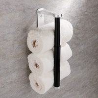 Kitchen Paper Holder Under Cabinet Screw Wall Mount Adhesive Paper Towel Holder Rectangle Silver thumbnail