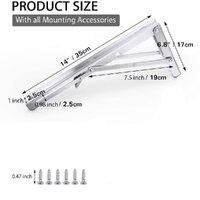 2PCS 14inch Steel Wall Mounted Folding Triangle Angle Shelf Support Bracket Rack thumbnail