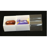 10 Pack of White Card Chocolate Sweet Soap Product Reatail Gift Box - 2 Bay Compartments - Clear Slide On Lid - 8x4x3cm thumbnail