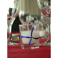 20 White Wax Clear Glass Holder Votive Candle - Wedding Event Centrepiece Table Decoration thumbnail