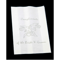 50 Pack Wedding Cake Bags Greaseproof Wax Paper Slice Take Home Favour Silver Doves thumbnail