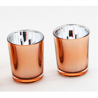 40 Pack Copper Votive Tealight Candle Holders Valentines Day Mercury  Wedding Decor Glass Candlestick Party Decorations Bridal Baby Shower Event thumbnail
