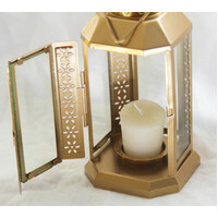 Gold Metal Miners Lantern Summer Xmas Wedding Home Party Room Balconey Deck Decoration 21cm Tealight Candle thumbnail