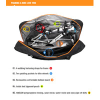 SPORTACE Bike Plane Bag Portable Soft Shell Travel Case Mountain Hybrid BMX Road Bike - 120CM X 75CM BK11- Black thumbnail