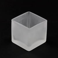 10 Pack Square Cube Frosted Glass 5cm Tealight Candle Holder Festival Decor Wedding Propose Parties Holiday and Home Decor thumbnail