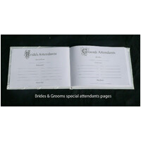 White Wedding Guest Book Register with Silver Pen Matching Stand Set 36 Lined Pages - White Ribbon and Diamante Bow Cover thumbnail