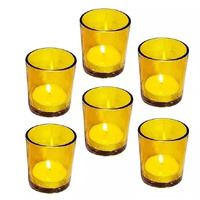 10 Pack Yellow Glass Votive Candle Holders Table Centreoieces  Xmas Wedding Anniversary Event Recption Party Function or Home Decor thumbnail