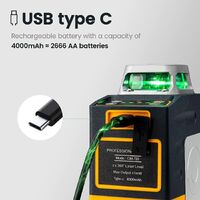 CIGMAN CM720 Laser Level Self Leveling 2 x 360° Green Cross Line Rechargeable thumbnail