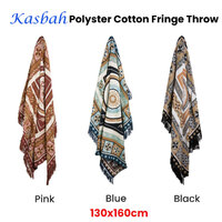 J Elliot Home Kasbah Luxury Fringe Throw 130 x 160cm Blue thumbnail