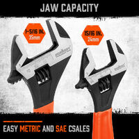 2x Adjustable Wrench Set 6" 10" Wide Jaw Spanner Cr-V Steel Workshop Metric SAE thumbnail