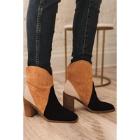 Black Colorblock Suede Heeled Ankle Booties - 39 EU thumbnail
