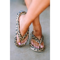 Leopard Print Thick Sole Flip Flops - 37 EU thumbnail