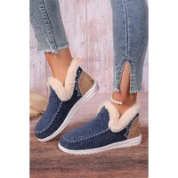 Blue Suede Stitching Patchwork Plush Lined Anklet Boots - 37 EU thumbnail