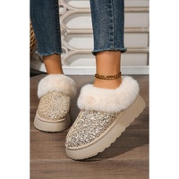Gold Sequin Plush Lined Thick Sole Snow Boots - 37 EU thumbnail