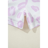 Pink Leopard Animal Print Pullover and Shorts Loungewear - S thumbnail