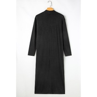 Black Split Long Cardigan and Skinny Pants Lounge Set - L thumbnail