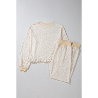 White Cheetah Print Two Piece Loose Fit Cozy Loungewear - M thumbnail
