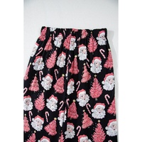 Black Christmas Santa Printed Two Piece Pajamas Set - M thumbnail