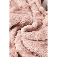 Light Pink Textured Leopard Fleece Loose Two Piece Lounge Set - 2XL thumbnail