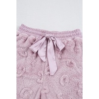 Lavendula Textured Leopard Fleece Loose Two Piece Lounge Set - L thumbnail