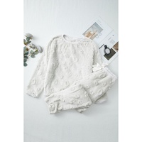 Light Grey Leopard Textured Loose Fit Fleece Lounge Set - S thumbnail