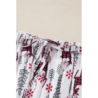 White Christmas Deer Printed Shirt and Shorts Lounge Set - S thumbnail