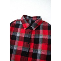 Red Christmas Checkered Pattern Loose Shirt and Pants Lounge Set - L thumbnail