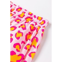 Pink Leopard Print Long Sleeve Shirt and Shorts Pajama Set - M thumbnail