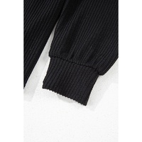 Black Corded MERRY Graphic Long Sleeve Top and Shorts Set - L thumbnail