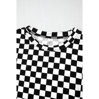 Black Checkered Print Long Sleeve Top and Pants Lounge Set - L thumbnail
