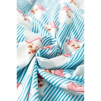 Sky Blue Santa Claus Striped Print Loose Fit Two Piece Lounge Set - XL thumbnail