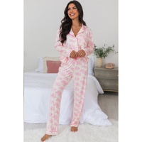 Pink Floral Long Sleeve and Pants Pajamas Set - 2XL thumbnail