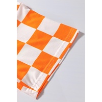 Orange Checkerboard Print V Neck Loose Tee and Shorts Lounge Set - L thumbnail