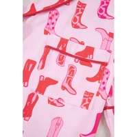 Pink Western Cowgirl Boots Printed Shirt Ruffled Shorts Pajama Set - L thumbnail