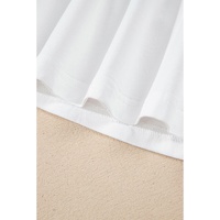 White MAMA Printed Tee and Plaid Shorts Lounge Set - M thumbnail