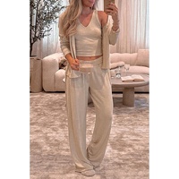 Oatmeal 3-Piece Cozy Knit Lounge Set - M thumbnail
