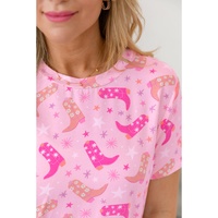 Pink Western Boots Printed Short 2pcs Lounge Set - L thumbnail
