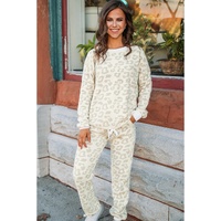 White Leopard Pullover and Drawstring Pants Lounge Set - XL thumbnail