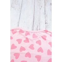 Pink Valentine Heart Shape Print Long Sleeve Top Shorts Lounge Set - L thumbnail