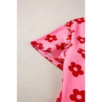 Rose Floral Print Crop Tee and Shorts Lounge Set - L thumbnail