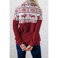 Azura Exchange Christmas Elk Print Cowl Neck Knit Top - 2XL thumbnail