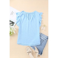Azura Exchange Solid V Neck Butterfly Sleeve Tee - S thumbnail
