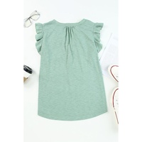 Azura Exchange Solid V Neck Butterfly Sleeve Blouse - M thumbnail