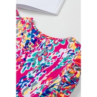 Rose Floral Print Tank Top with Ruffles - L thumbnail
