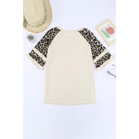 Azura Exchange Leopard Patchwork Ruffled Sleeve Top - M thumbnail