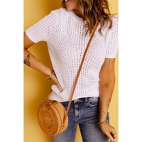Azura Exchange Knitted Hollow-out Short Sleeve T Shirt - L thumbnail