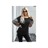 Azura Exchange Leopard Sleeve Colorblock Top - M thumbnail