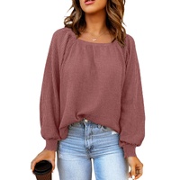 Azura Exchange Puff Sleeve Waffle Knit Top - M thumbnail