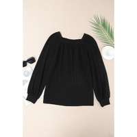 Azura Exchange Puff Sleeve Waffle Knit Top - L thumbnail